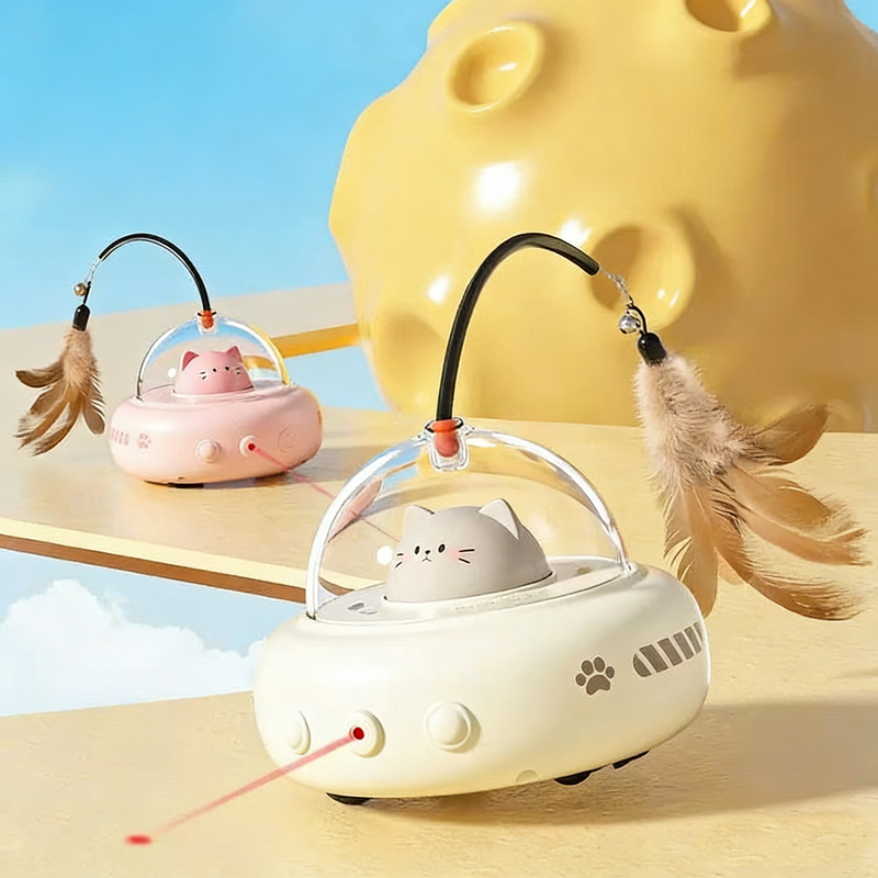 Jouet interactif et rechargeable pour chat en forme de soucoupe volante avec capteur intelligent