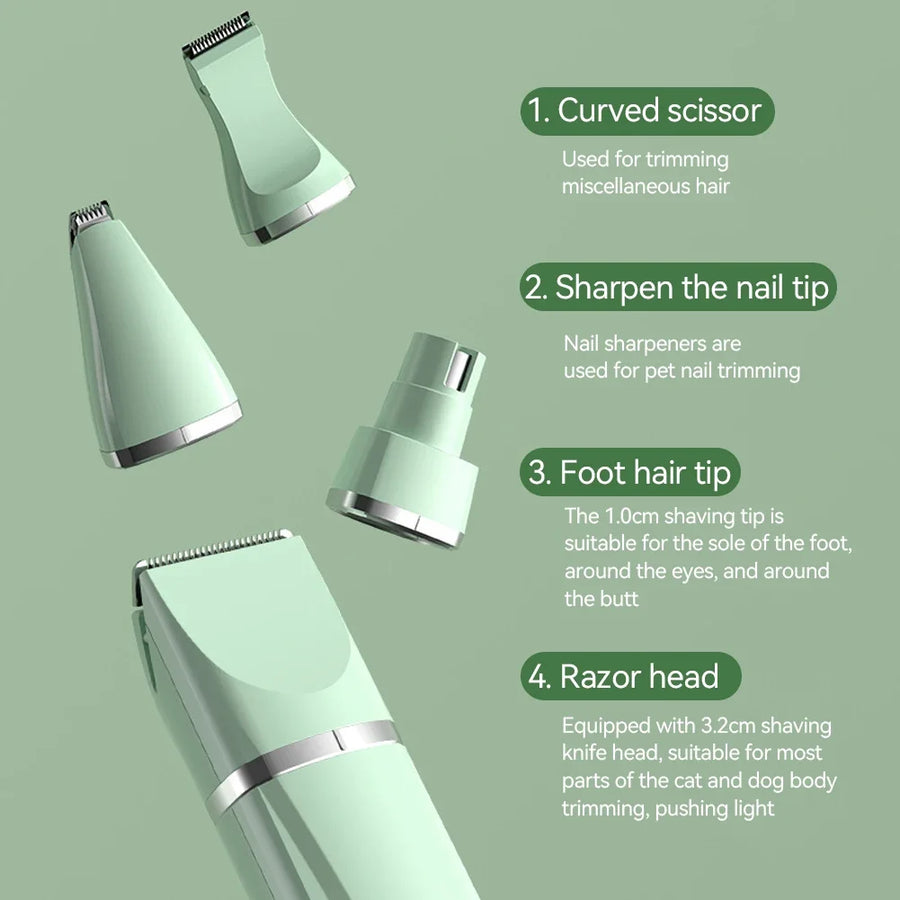 Kabelloser 4-in-1 Tierhaarschneider/-trimmer